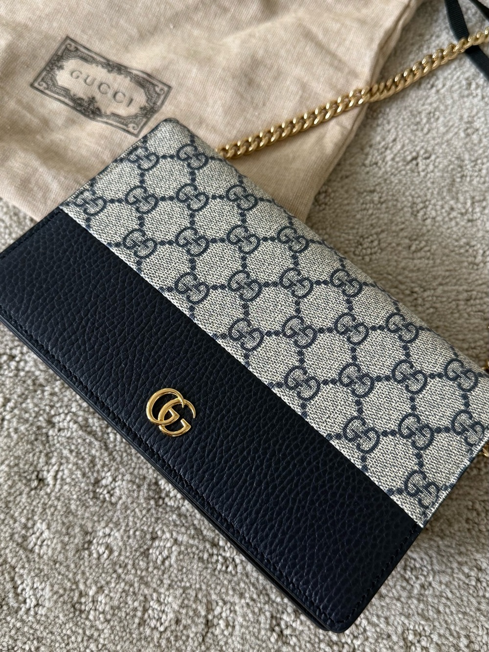 Gucci GG Marmot Wallet on Chain Crossbody - Navy - Picture 2 of 5